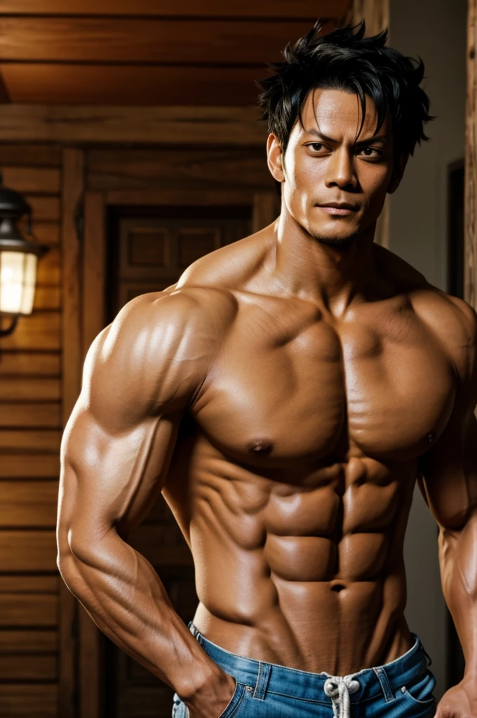 Luffy but muscular and handsome