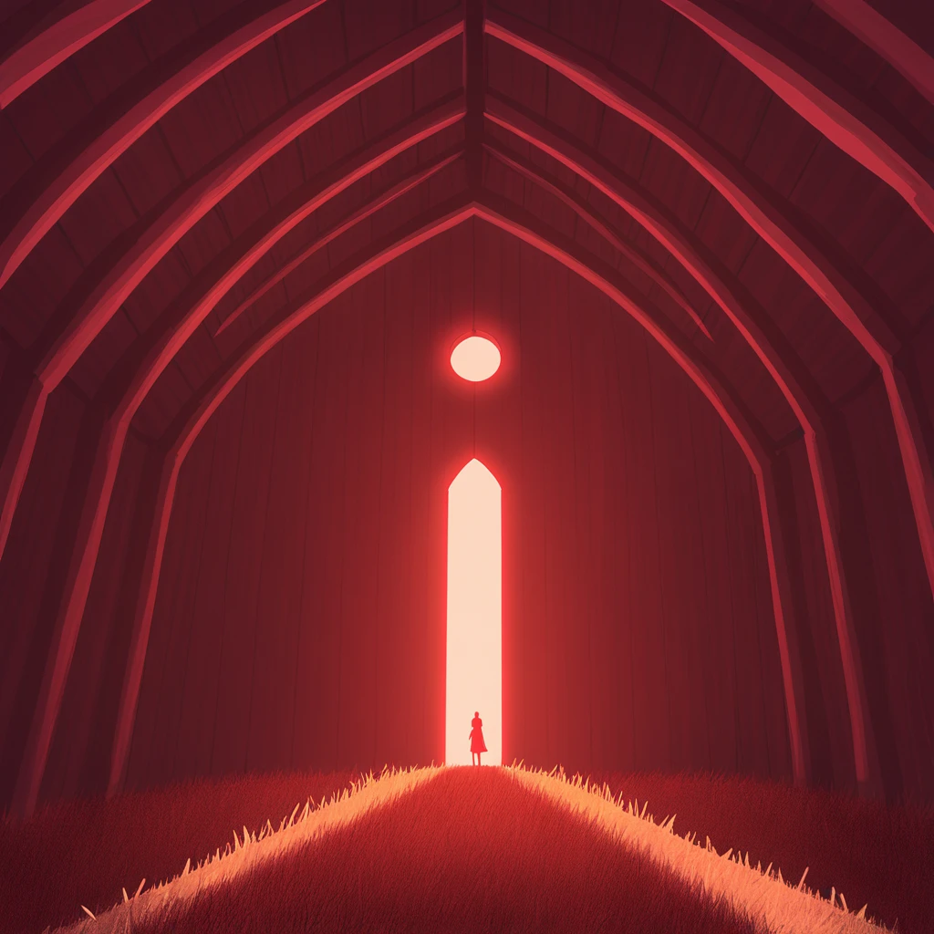 Faith, Hope & Trick in Barn red aesthetic art style