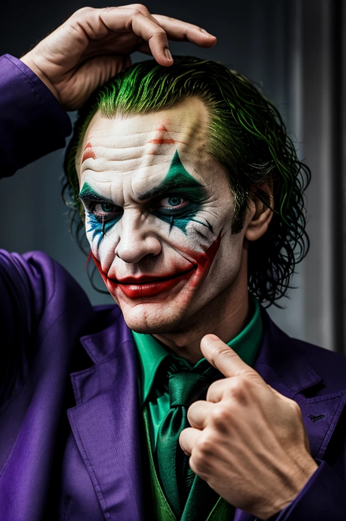 The Joker extending his palm