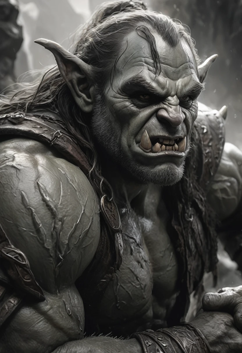 stunning black and white graphite sketch of Orcs, close-up shot, from The Lord Of The Rings trilogy, in dynamic pose, by Anna Razumovskay, (by Alyssa Monks:1.1), by Joseph Lorusso, by Lilia Alvarado, beautiful lighting, sharp focus, 8k, high res, (pores:0.1), (sweaty:0.8), Masterpiece, Nikon Z9, Award - winning photograph, --ar 16:9 --style raw --stylize 750 --niji 6, perfect composition, beautiful detailed intricate insanely detailed octane render trending on artstation, 8 k artistic photography, photorealistic concept art, soft natural volumetric cinematic perfect, wide angle view