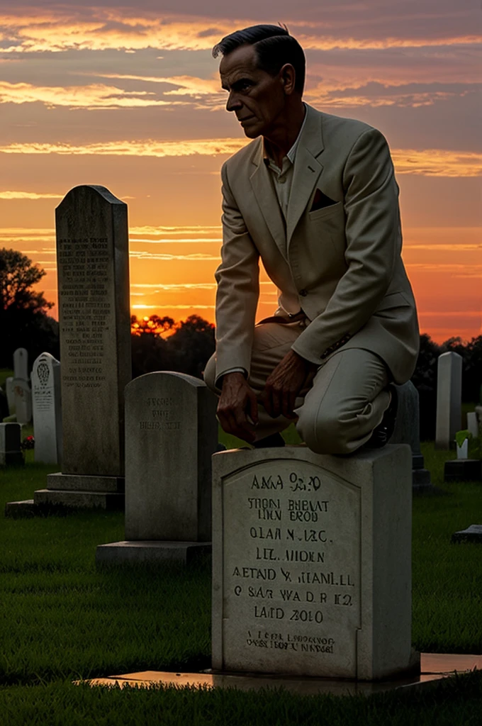 Cemetery, Norman Rockwell, Sunset, Demon