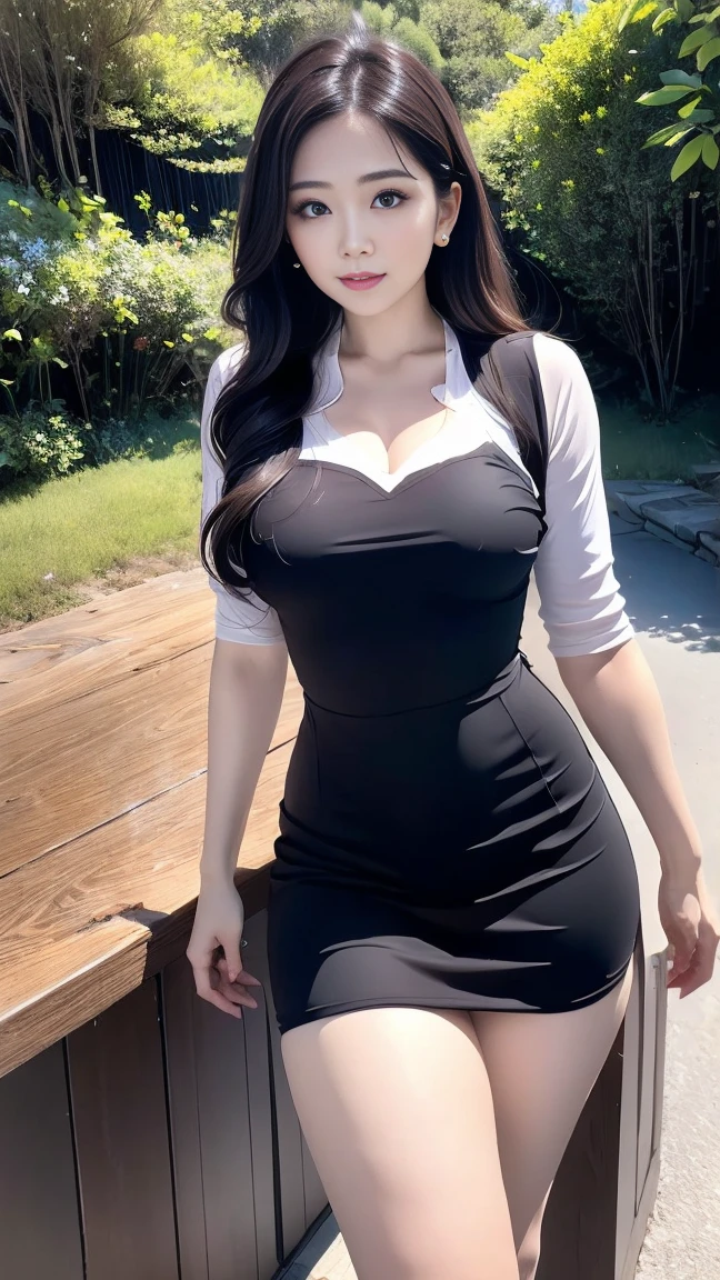 female,45 yers old,Married woman,legs long, a slender waist, photo exposure, solo,(Background with:at a forest,the rainforest,Ground area water) She has long black hair,Stand deep in the forest,seen from the front, curlies, sky with many clouds,(((tmasterpiece),(Very detailed CG unified 8k wallpaper),Best quality,light,detailed back ground,beautiful pupil,(very delicate beautiful),(Beautiful and detailed eyes description),ultra - detailed,tmasterpiece,))Redlip,Snow-white skin,a little bit chubby,pubic hair very large,facing at the camera,A high resolution,ultra - detailed),Revealed,Very huge,, Convex,Camel toes,The cleavage protrudes,athlete(dressed in:,aprons)