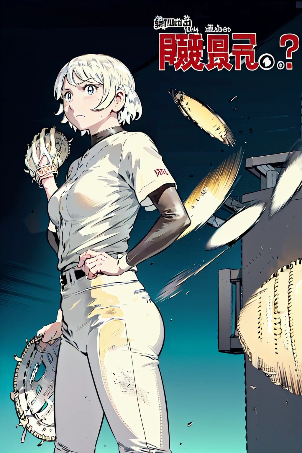、(masterpiece、Highest quality)、Highest quality, Ultra-high resolution, (((masterpiece))), alone, Sweat、Big eyes,View Audience,
blonde,(short hair:1.2),
(Baseball uniforms:1.2), (Highest quality:1.3),One Girl,