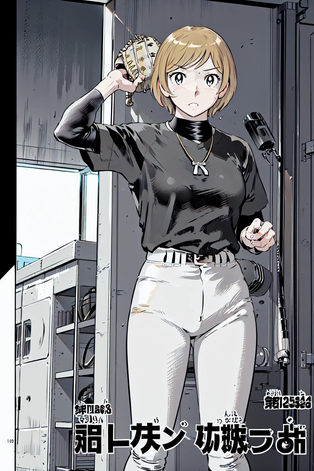 、(masterpiece、Highest quality)、Highest quality, Ultra-high resolution, (((masterpiece))), alone, Sweat、Big eyes,View Audience,
blonde,(short hair:1.2),
(Baseball uniforms:1.2), (Highest quality:1.3),One Girl,