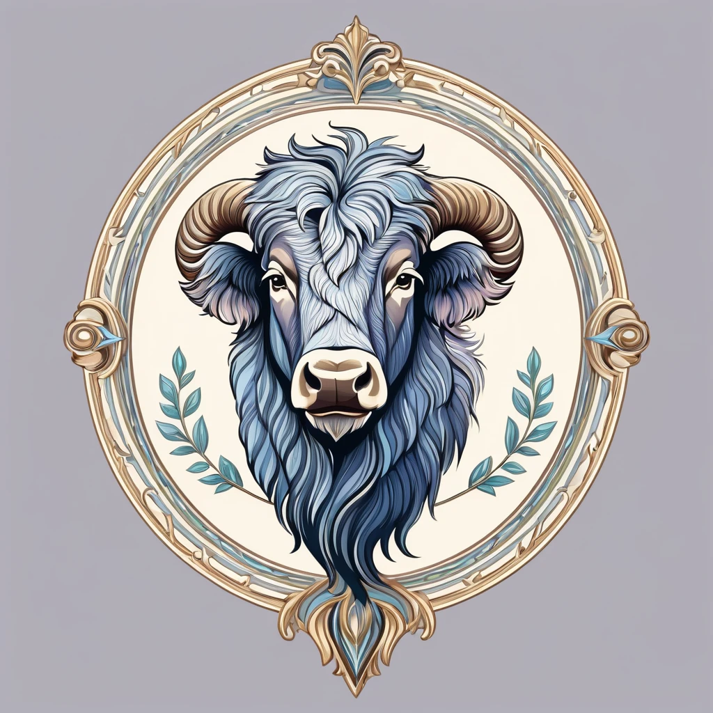 bison emblem, majestic and graceful, rich composition, pastel colors, no background, top quality image.