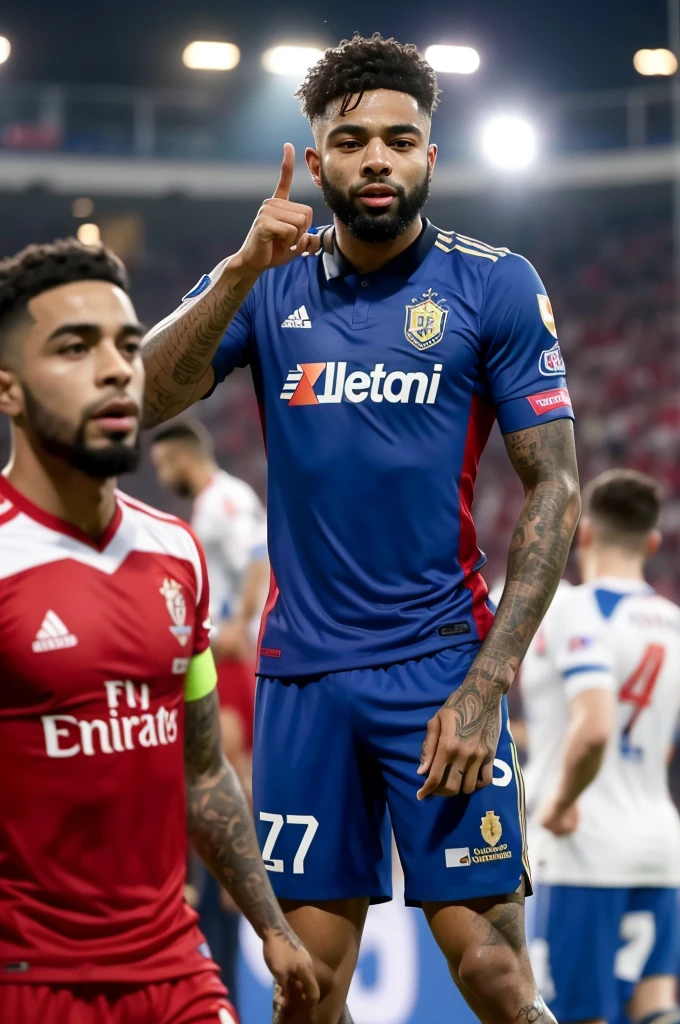 Gabigol giving the finger to Abel Braga