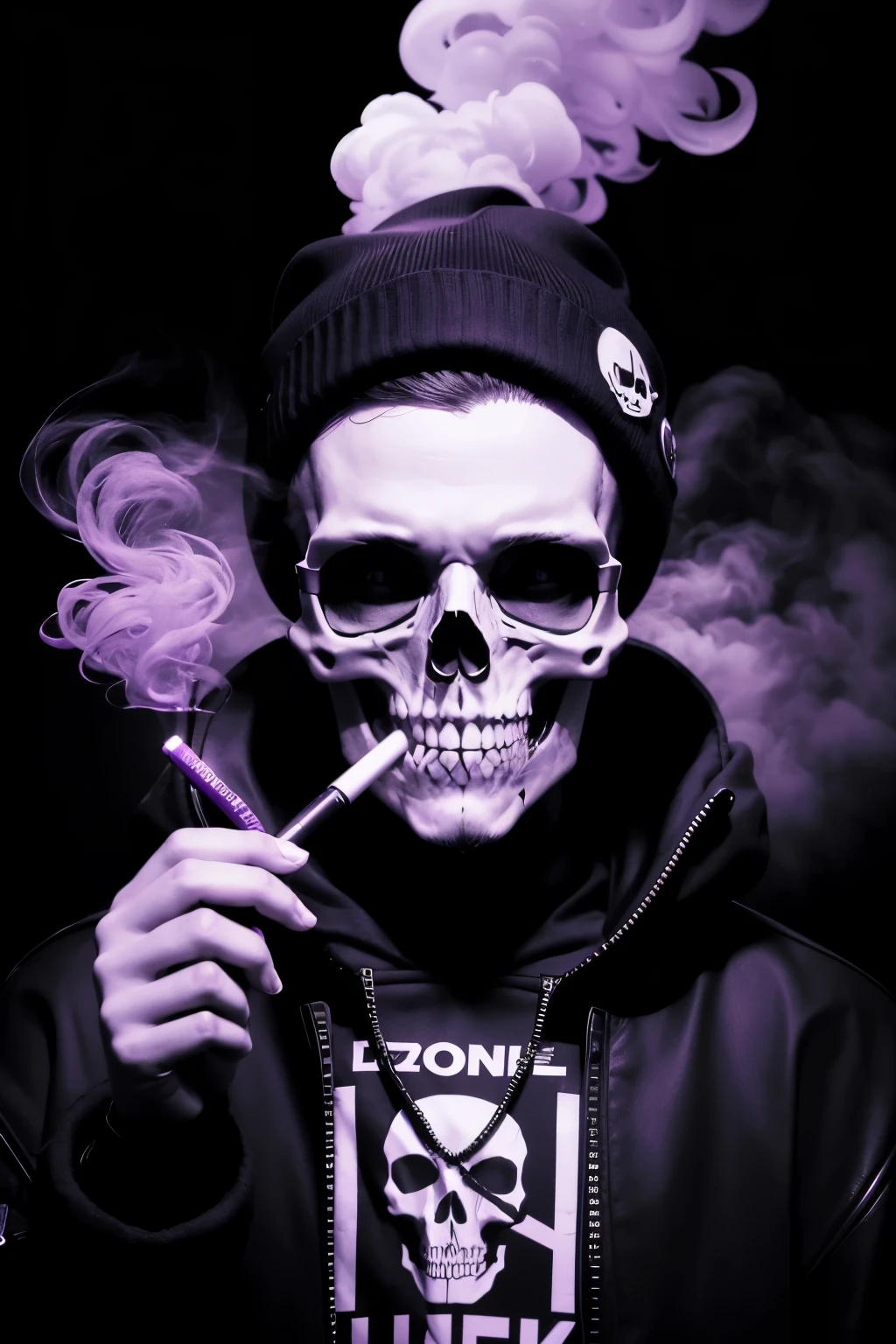 Post, instagramart, Disclosure, Vape, Under, vapour, electronic cigarette, skullish fumando, purple, black backdrop, drawning, no realism, Lumiere, high qualiy, skullish, skull, skull smoking, vapour, smoke in effect