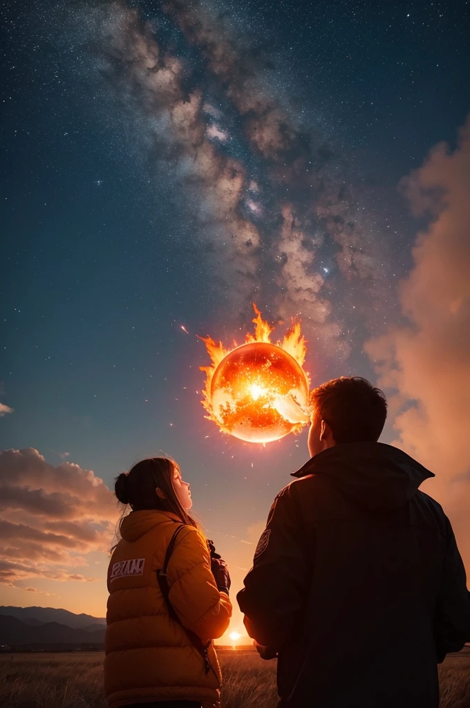 People looking at fireball in the sky scared 