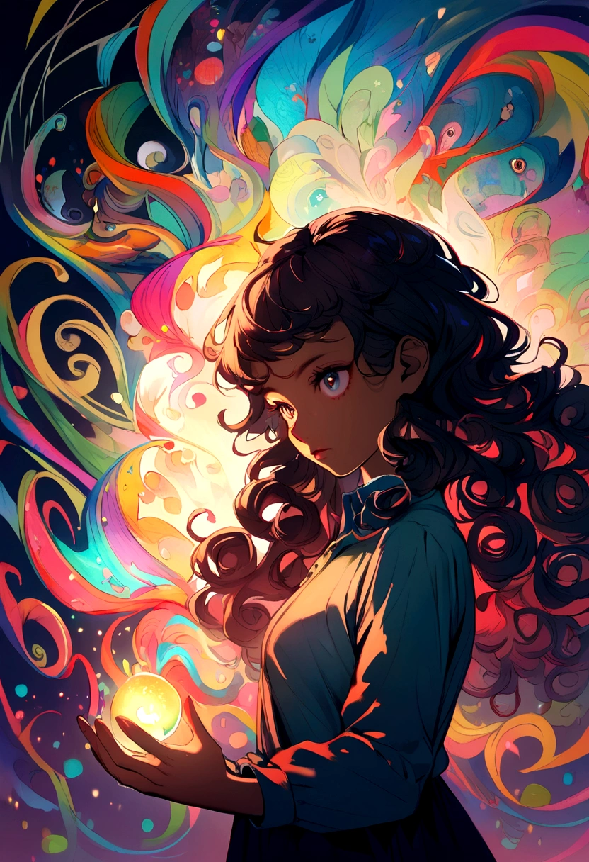 BLACK teenager with LONG CURLY hair