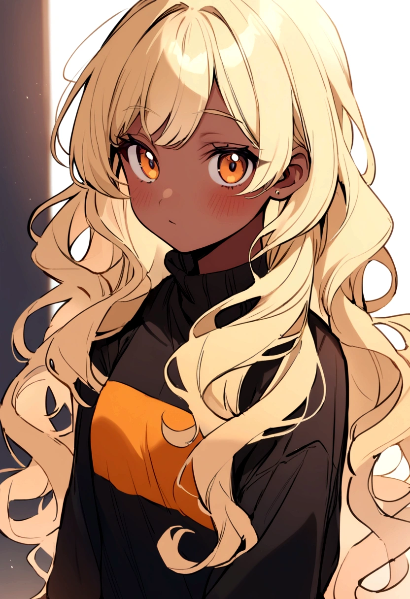 BLACK teenager with LONG BLONDE CURLY hair