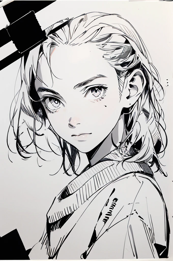 pen_sketch_style, 1girl, solo, ink, sketch,