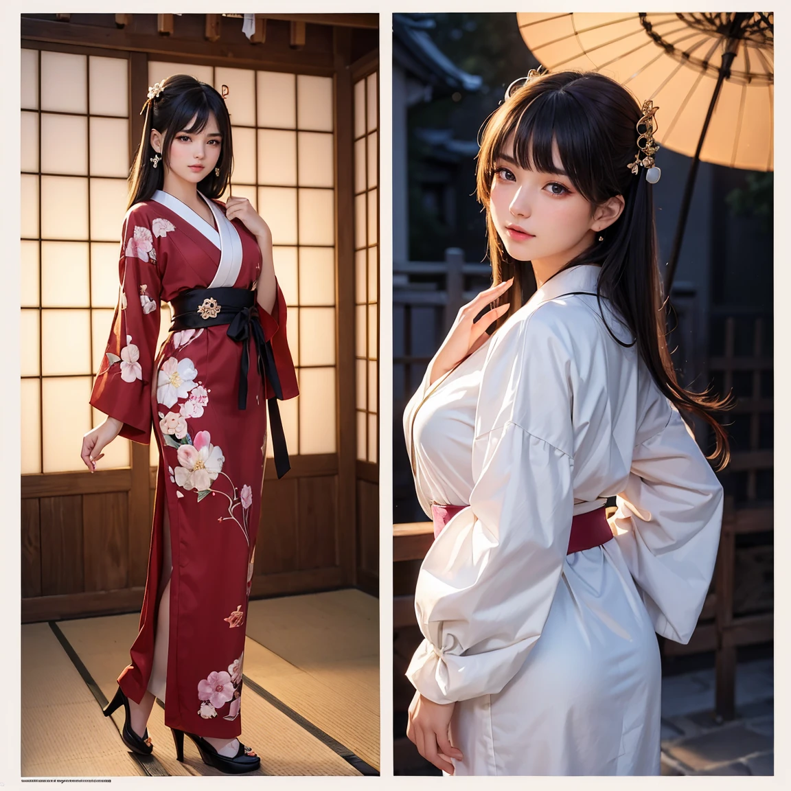 (masterpiece, best quality), ultra detailed, high resolution, 16k, the most beautiful face in the world, perfect face, delicate facial features, highly detailed beautiful face and eyes, shiny skin, highly detailed background, elaborately designed, fine cloth texture, BREAK, (gorgeous and stunning teenage girl in Japanese clothes:1.5), (perfect make-up:1.3), deeply in love, full of elegance, (full body:1.5), (three view drawing, front and back and side, character sheet:1.2)