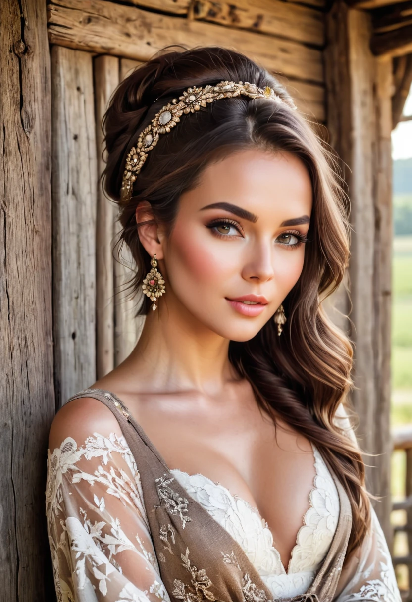 Beautiful woman, beautiful style ,Rustic style, accessories