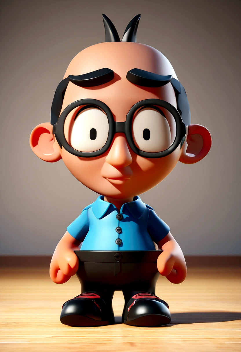 Cartoon character of a man with black glasses and blue shirt, animation character, stylized character, animation style rendering, 3D stylized, Arnold Maya rendering, Render 3D stylized, Toon render keyshot, 3D character, 3D character, Stylized 3D rendering, 3d character rendering, cartoon character, Close-up character, Character pose, (Pixar Style) (master part:1.2) (bokeh) (Best Quality) (detailed skin) (Detailed texture) (8K) (clay) (cinematic lighting) (sharp focus