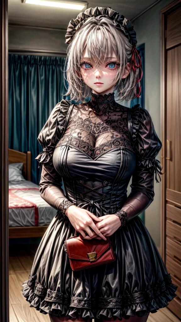 (cowboy shot), sfw, (masterpiece), (best quality:1.0), (ultra highres:1.0), detailed eyes, BREAK , MissMartianYJ, green skin, short hair, 1girl, sweet_ta, BREAK, (street, indoors, gorgeous view)