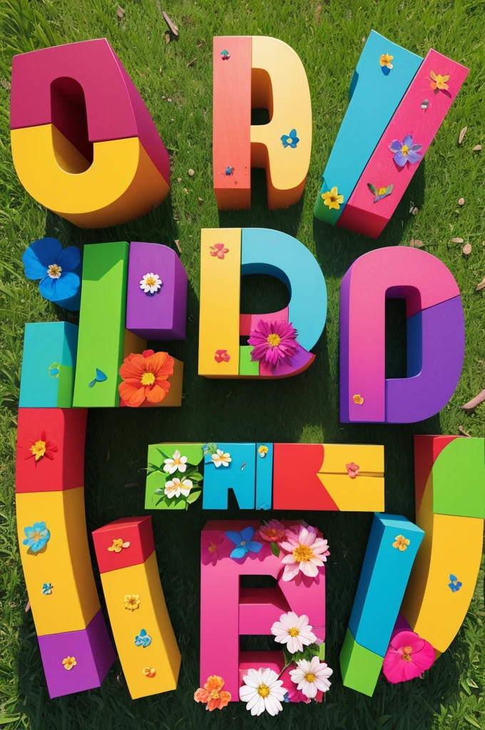 Floral image with colorful letters written good morning 3d

