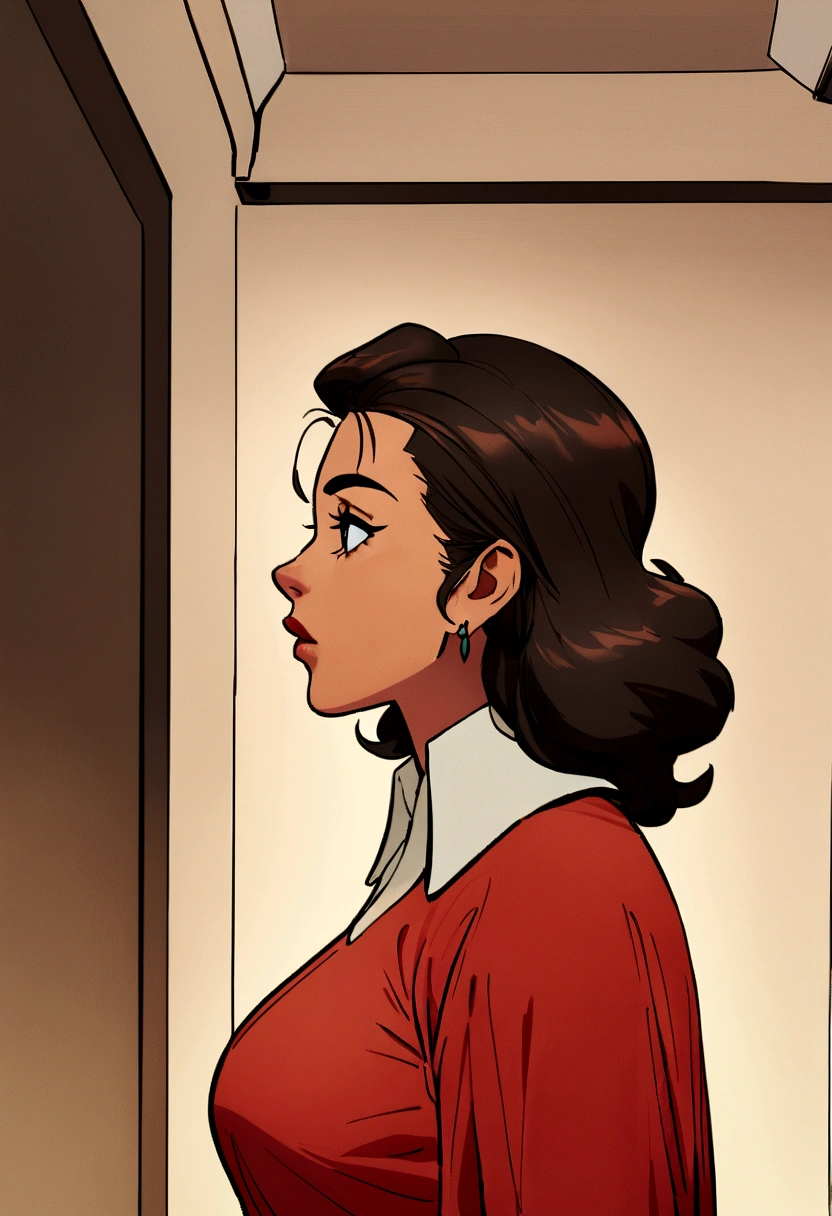 
a close-up of a Disney pixar-style woman in a red shirt standing in a room, magda torres gurza, lorena avarez, fernanda suarez, alanis guillen, carla ortiz, profile image, powder Nándor Katona, by Hugo Sánchez Bonilla, by Gina Pellón, profile image, by Gloria Muñoz