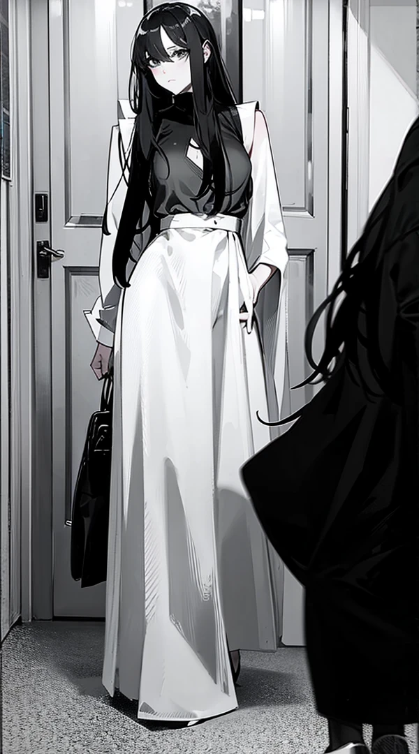 sleeveless, with hair down