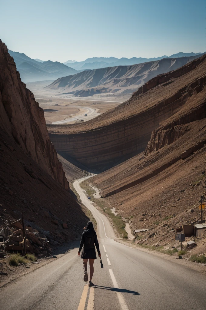 scary landscape, deserted street, a figure
