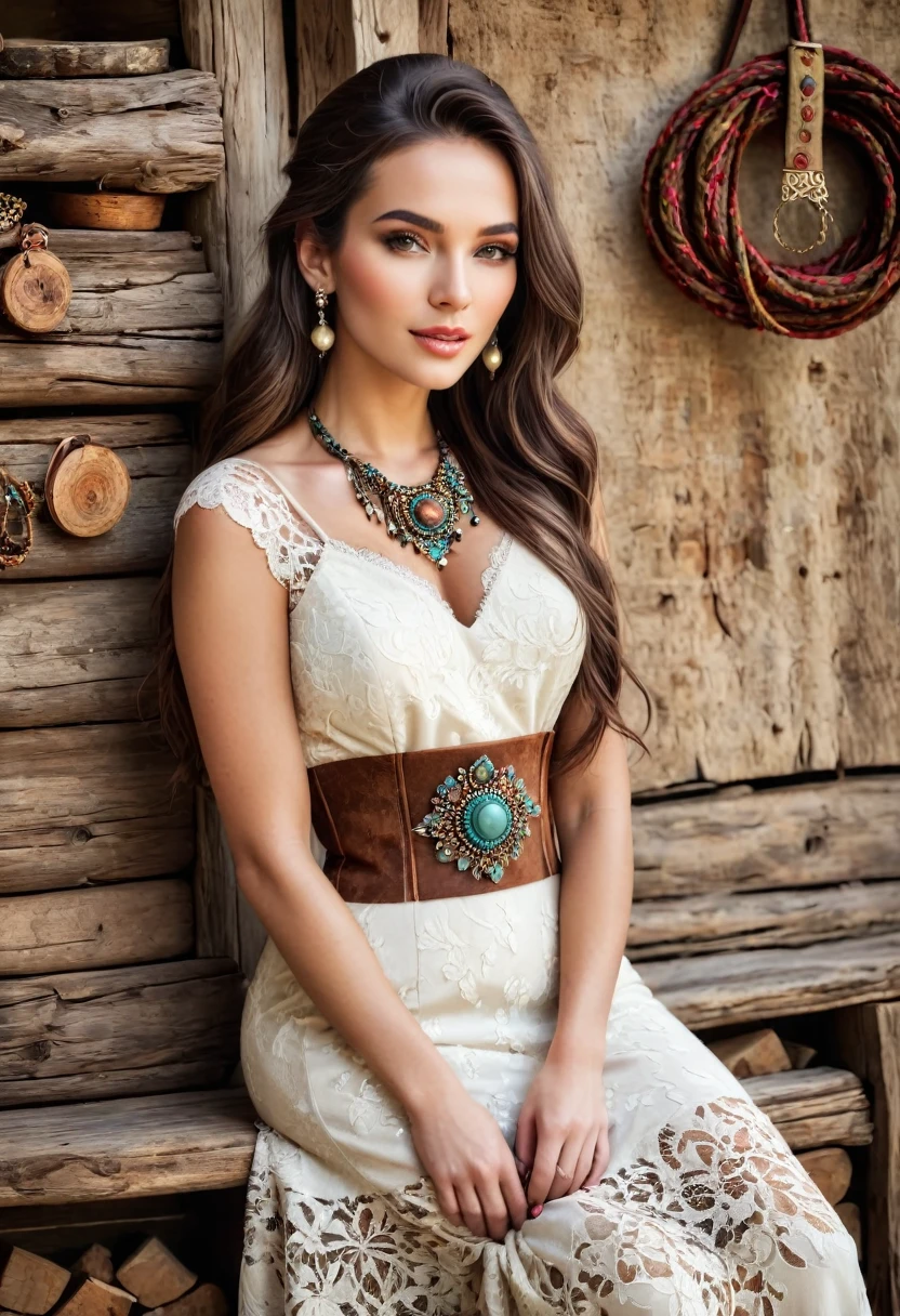 Beautiful woman, beautiful style ,Rustic style, accessories
