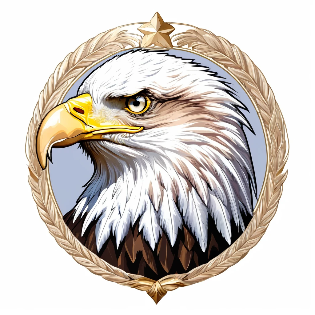 Bald Eagle emblem, majestic and graceful, rich composition, pastel colors, no background, top quality image.
