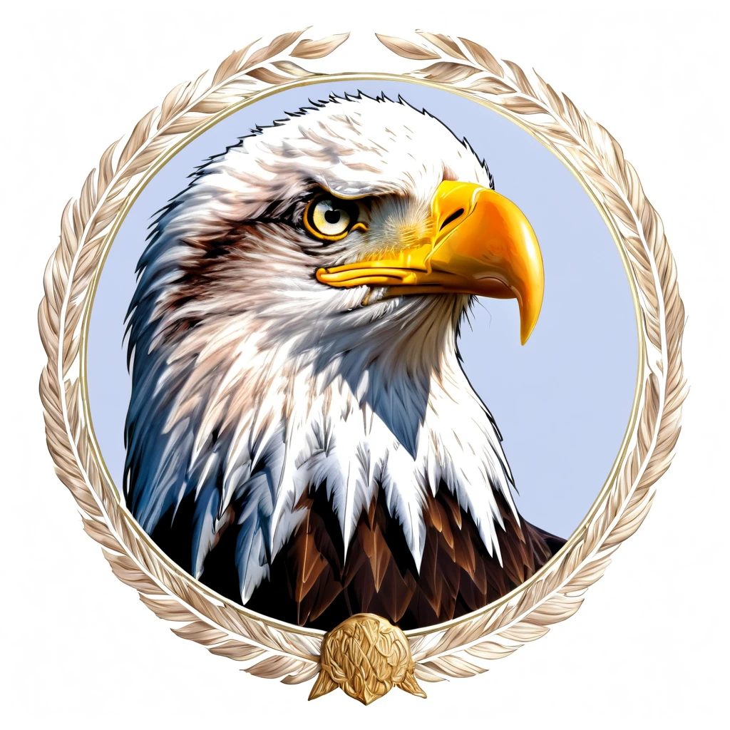 Bald Eagle emblem, majestic and graceful, rich composition, pastel colors, no background, top quality image.