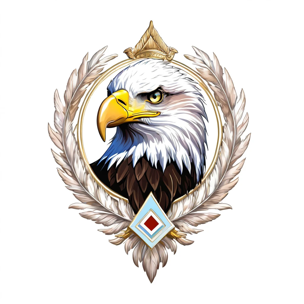 Bald Eagle emblem, majestic and graceful, rich composition, pastel colors, no background, top quality image.