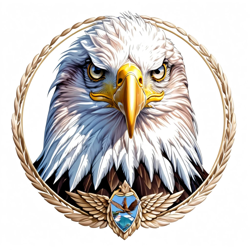 Bald Eagle emblem, majestic and graceful, rich composition, pastel colors, no background, top quality image.