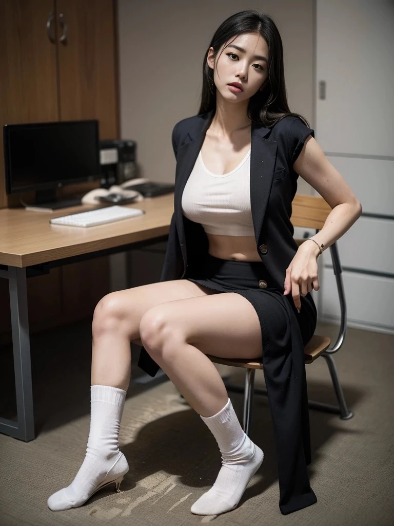 Wear short black socks、Wear high-quality high heels