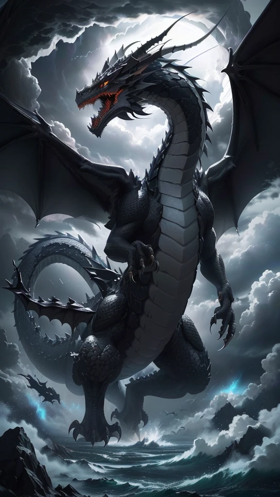 furious dragon drawn in pencil