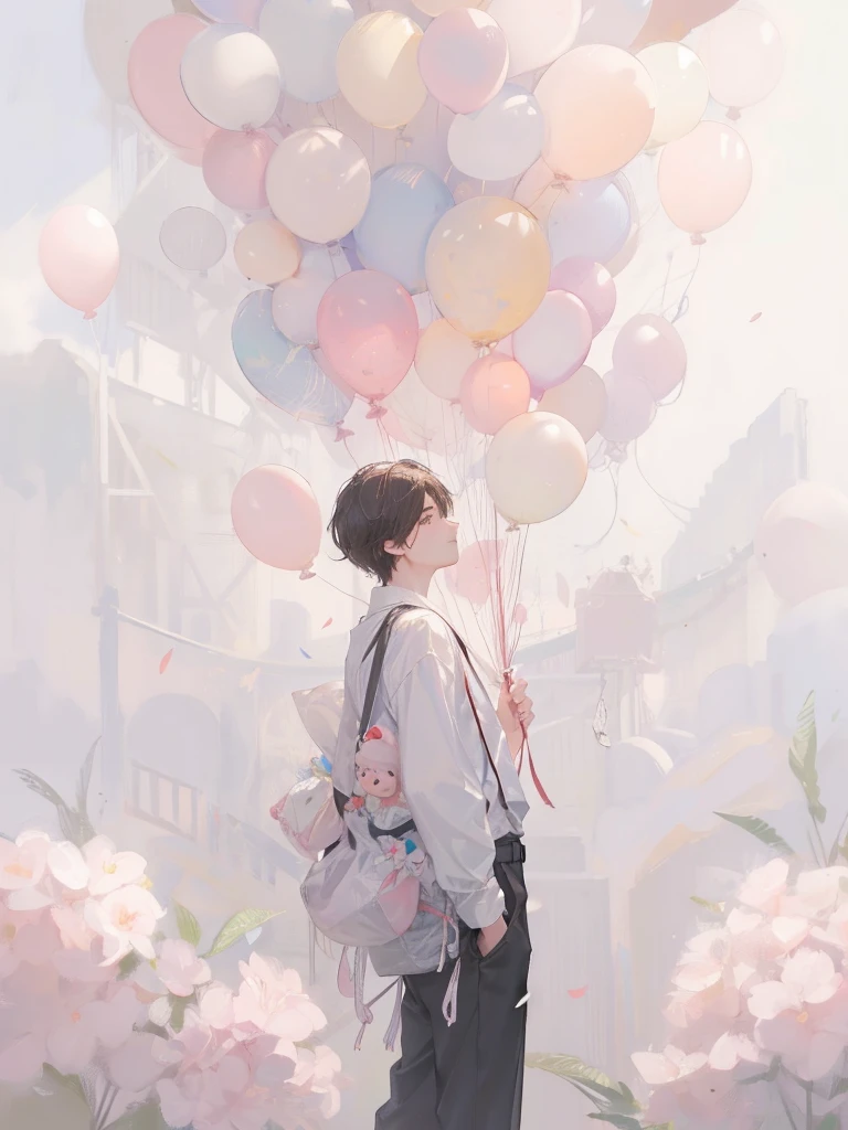 Male student,18-year-old,balloon、Fuji Mountain