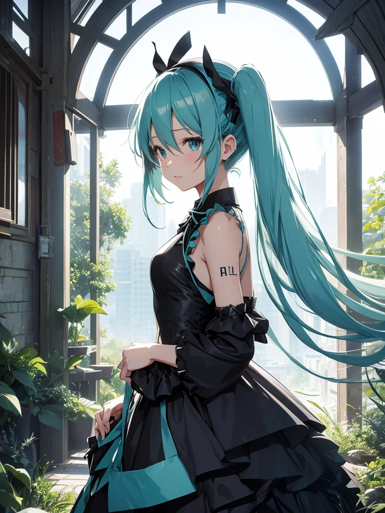 Hatsune Miku, black weeding dress