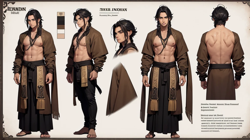 Concept art, fullbody, egyptian mercenary, young boy, hood, nerd, weak