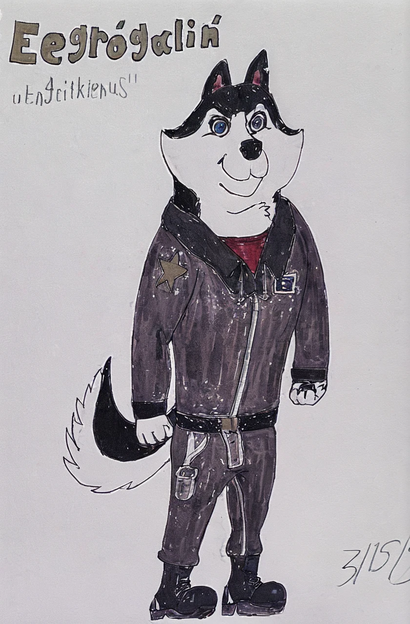 a heroic husky dog in a winter jacket pants and black boots, detailed tail, sled dog, smiling, athletic rescuer in the Arctic, golden star patch, detailed facial features, realistic, photorealistic, 8k, best quality, masterpiece, highly detailed, sharp focus, ultra-fine details, vivid colors, dynamic lighting, dramatic atmosphere, cinematic composition