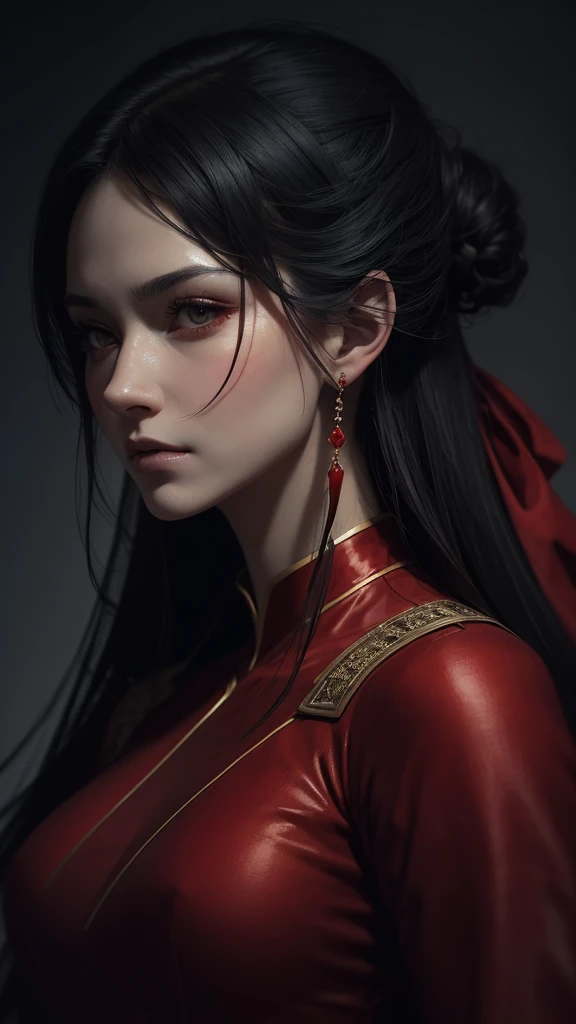 Close up portrait of woman in angular red dress, art gelm detailed, Inspired by Run In, art gelm and ruan jia, Beautiful character drawings, style of art gelm, ruan jia and art gelm, art gelm. Anime illustration, extremely detailed art gelm, in style of art gelm, Inspired by Ju Lian