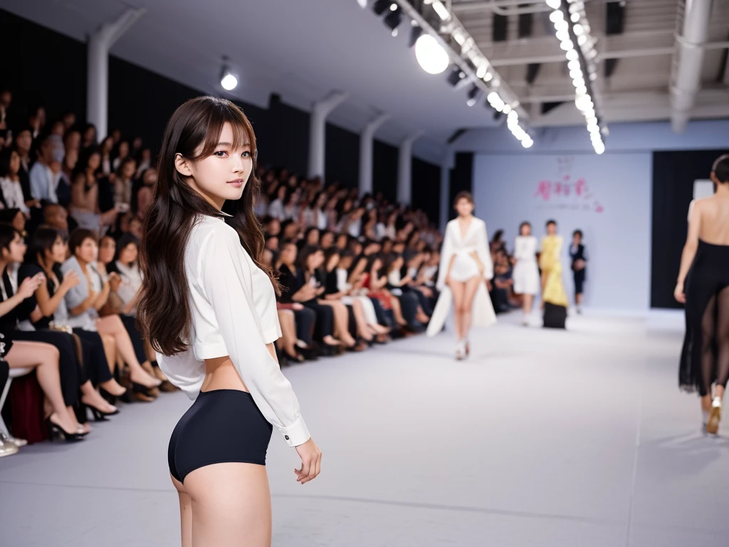 An extremely beautiful Japanese high school girl race queen who highlights her beautiful legs、Overdo She was photographed walking down the runway at a fashion show wearing the new underwear from、She is an eternal idol who combines a clean look with modern charm.。 She creates such beauty。 She feels her own warmth。 She creates a warm atmosphere。 We create beauty。 That's what I want to say。 In her full body photo、The figure features porcelain-like skin and golden hair that radiates a soft glow.。 This is probably、It captured the essence of her timeless charm.、This is the best shot ever.。 Each straight line and curve is carefully expressed.、Breathtakingly beautiful with impeccable detail。 This piece perfectly captures her timeless beauty.。 Divine Proportions、Sharp focus、Full-body photo taken by Kishin Shinoyama、high quality、High resolution、Detailed Background
