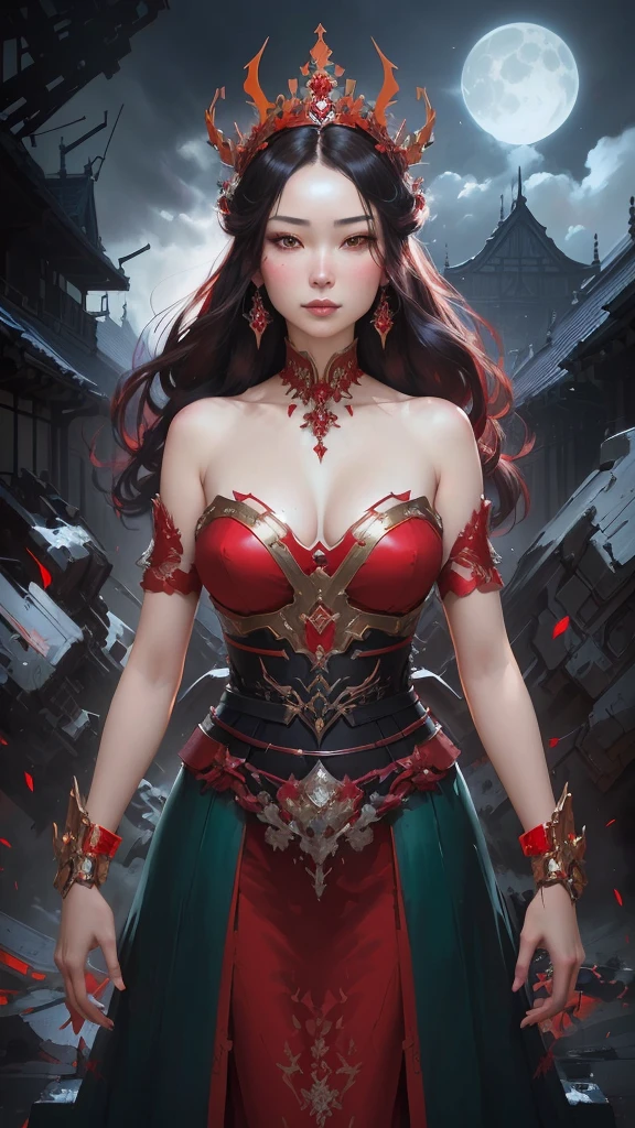 Close up portrait of woman in angular red dress, art gelm detailed, Inspired by Run In, art gelm and ruan jia, Beautiful characters, style of art gelm, ruan jia and art gelm, art gelm. Anime illustration, extremely detailed art gelm, in style of art gelm, Inspired by Ju Lian、Ghost Queen