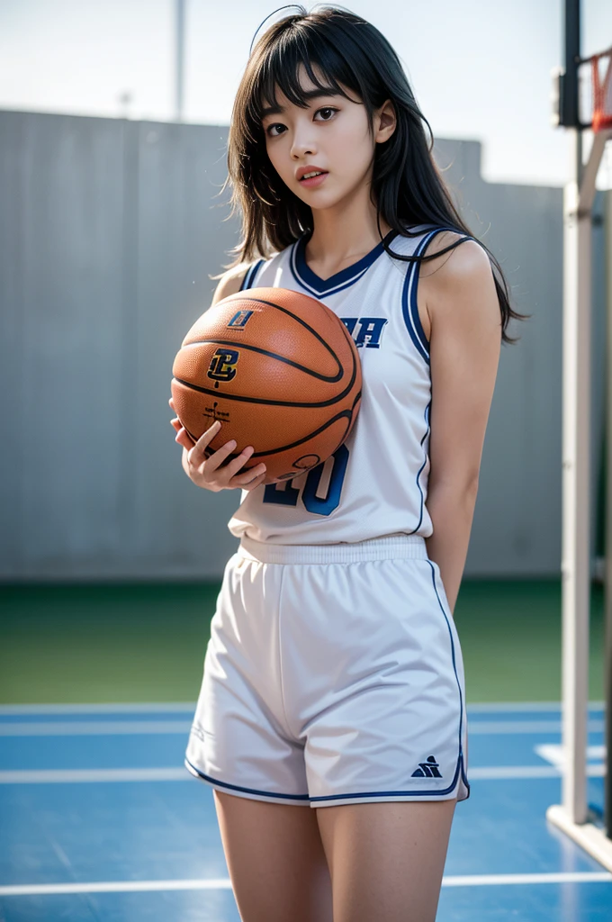 (8k, best quality, masterpiece:1.2), (realistic, photo-realistic:1.37), ultra-detailed,best quality, ultra high res, professional lighting, photon mapping, radiosity, physically-based rendering, cinematic lighting, basketball court,depth of field, sharp focus,sunbeam, good composition,(bokeh:1.2) 1girl,solo,(full body), (closed mouth),beautiful detailed eyes, pose, narrow waist,basketball uniform, black hair,messy hair,long hair floating in wind,(ulzzang-6500:1.2)
mix4, hiqcgbody