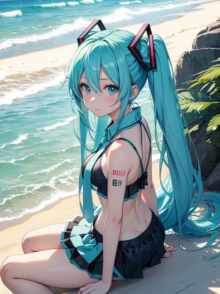 hatsune miku in the beach