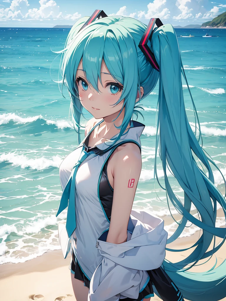 hatsune miku in the beach