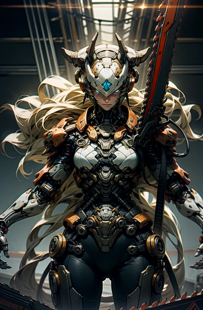 Dark_Fantasy,Cyberpunk,(chain saw,chain saw man,Red:1.1),1man,Mechanical marvel,Robotic presence,Cybernetic guardian,A beautiful woman in a mecha suit，iintricate，（Steel metal[rusted]），ellegance，Clear focus，Photo by Greg Rutkowski，gentlesoftlighting，vivd colour，tmasterpiece，（（the street）），cow boy shot，dynamicposes，