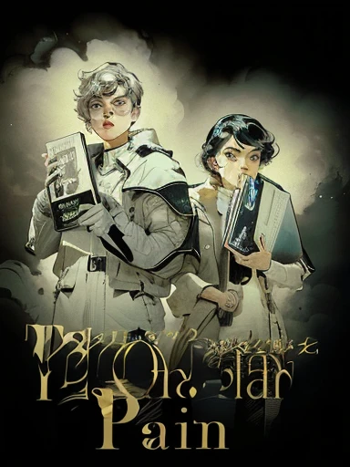 there are two people that are standing next to each other, book cover!!!!!!!!!!!!, art concept for a book cover, cover art, stylised graphic novel, graphic novel cover art, cover art of graphic novel, book cover illustration, comic book cover, cover illustration, comic cover, novel cover art for a book, comic book cover style, comic book cover visual style