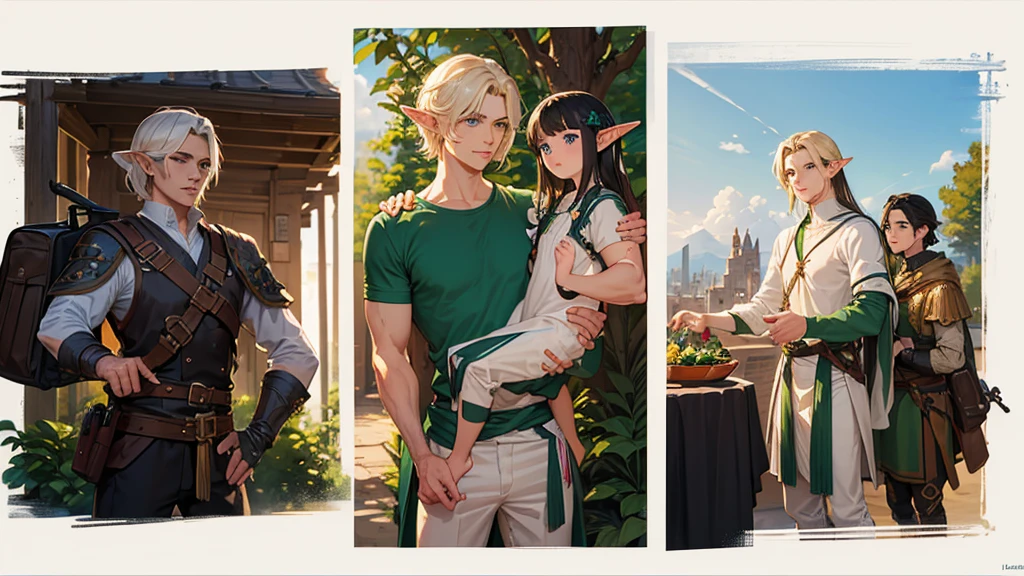 there is a man with a backpack and a bag on his shoulder, a male elf, as a dnd character, a portrait of a male elf, inspired by Roman Bezpalkiv, as a d & d character, handsome prince of persia, inspired by Gaston Anglade, inspired by Pogus Caesar, inspired by Caesar van Everdingen, Full body, master piece, perfect face.