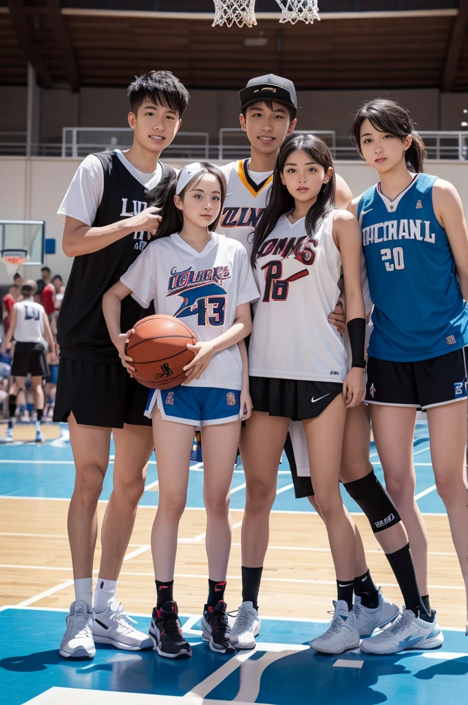 Night,A boy and a girl standing together,Huge stadium,Long-range shooting,(Original Photography:1.3),athlete,1 Girl, Perfect body, Messy black hair, Sweating,Track and field wear, Cleavage,Short skirt,Long legs,sports shoes,Soaked,Standing,Lift up your skirt
