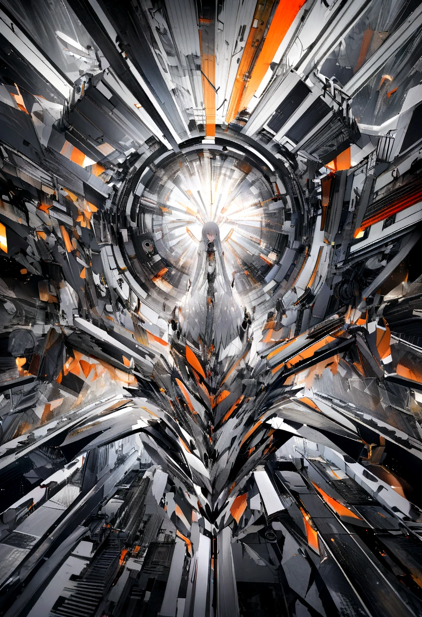 Help me generate a layered abstract work,The whole picture has a certain sense of space,Masterpiece style,The colors are rich and rich,The whole picture is in medium gray,Don't be too bright,Mixed media works combined with modern technology