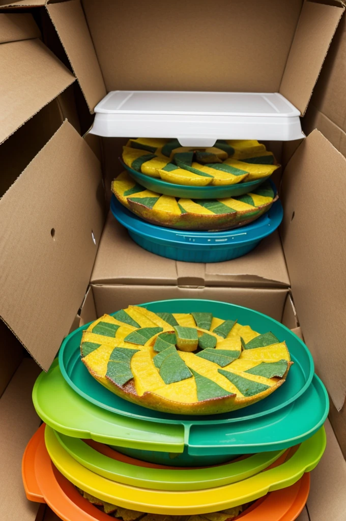 a colorful and ecological packaging of large frozen tostones