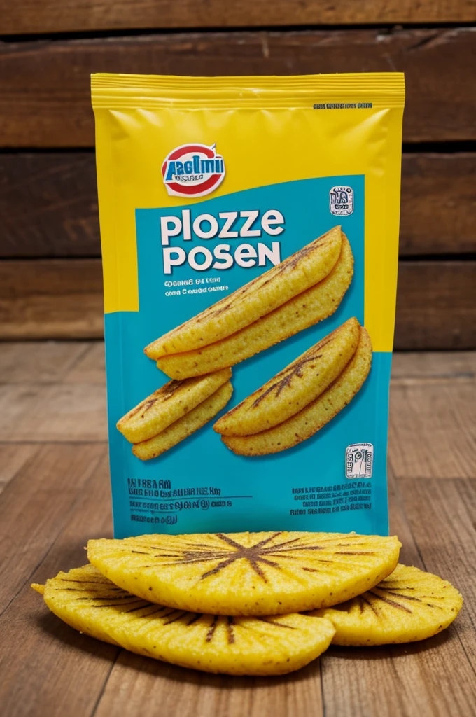 a packaging of large frozen tostones that is colorful