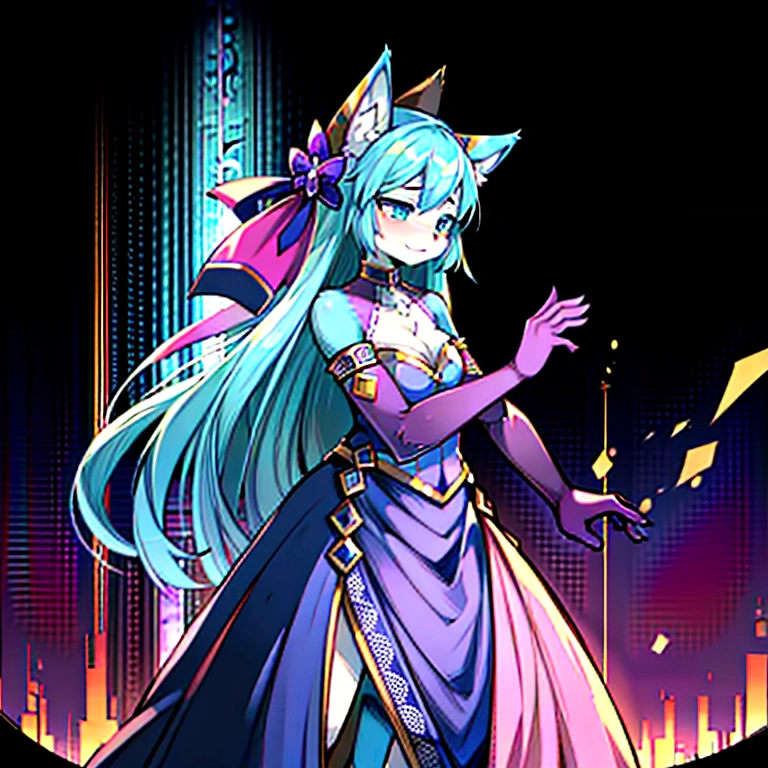 fox Light blue hair 　beast girl　indigo fur　fox beast girl