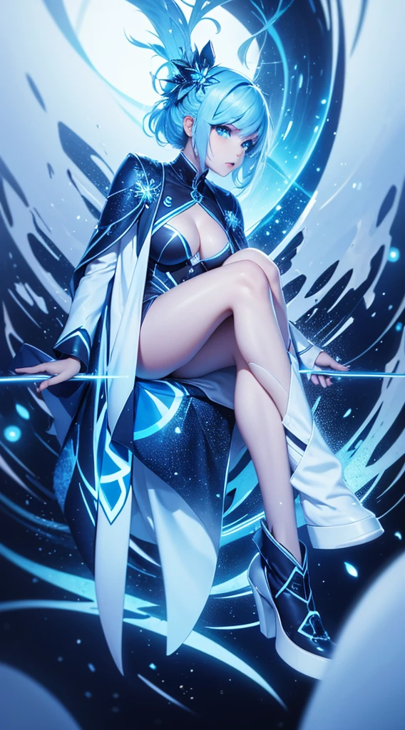 (high-res, vivid colors), blue bird alien, detailed feathers, sparkling eyes, alien landscape, vibrant colors, surreal atmosphere, glowing lights, otherworldly features, intricate patterns, dreamlike scenery, Arctic Frost Ranger: A suit featuring icy blue and frosty white hues, accented with snowflake patterns and frost crystals. This Ranger commands the power of ice and cold, with abilities such as creating blizzards, forming ice constructs for defense, and freezing enemies in their tracks.