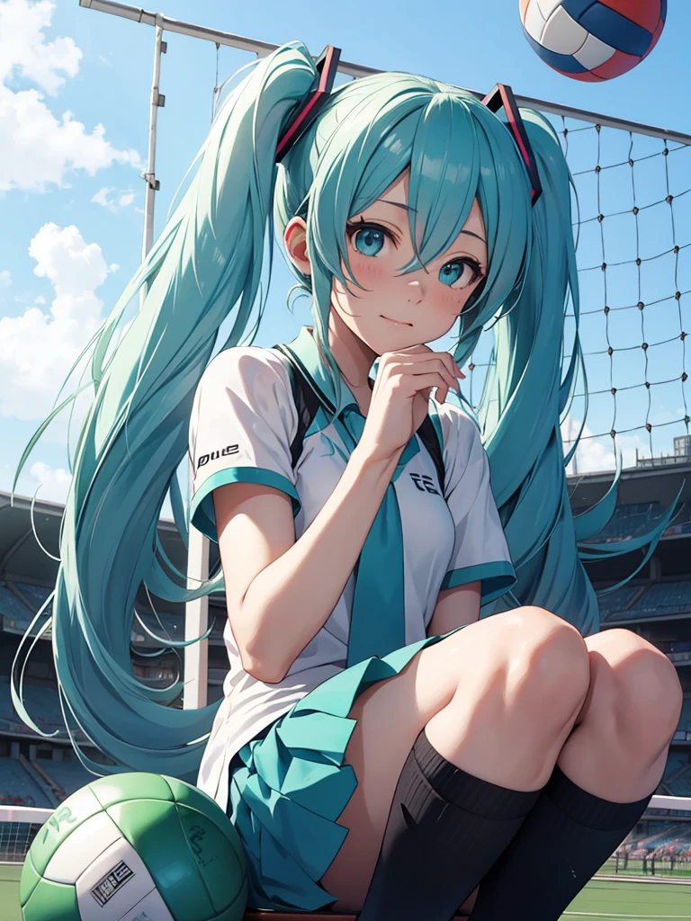 hatsune miku, wear school, on all fours, big tits, showing the tongue